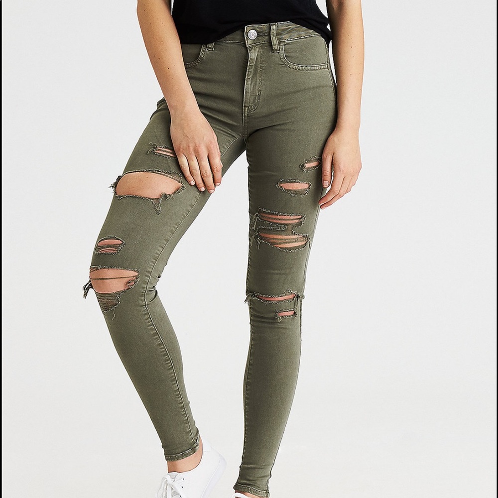 American Eagle army green jeggings